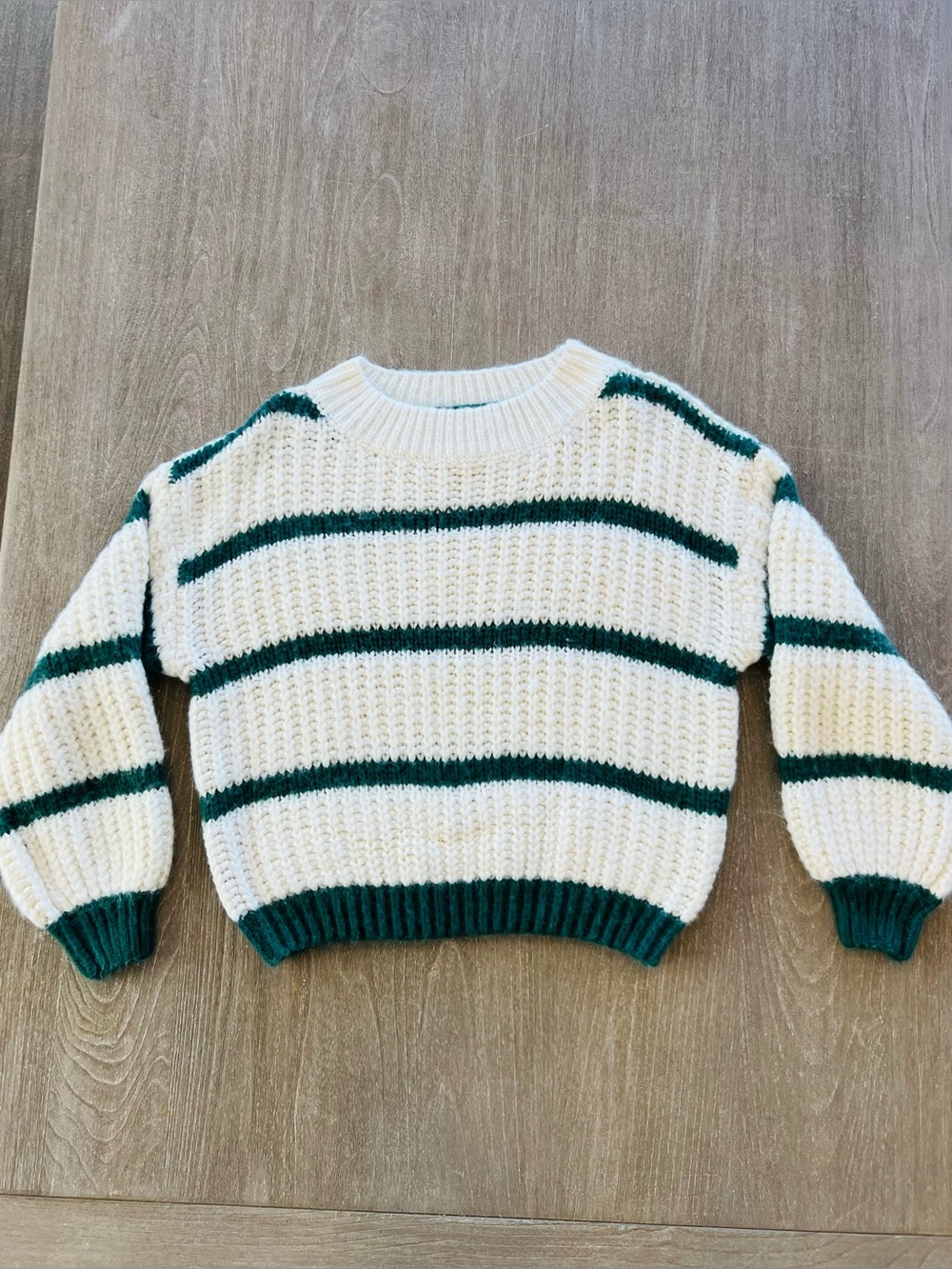 Miracle Chunky Sweater - Cream and Dark Green Stripes